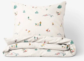 Goldea bavlnené posteľné obliečky - zimné radovánky 140 x 220 a 70 x 90 cm