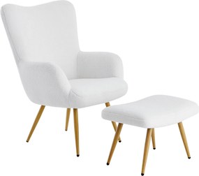 XXXLutz RELAXAČNÉ KRESLO S PODNOŽKOU, kov, textil, biela Ti'me - Kreslá - 001836000801