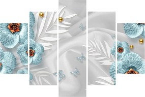 Obraz - 3D modré kvety (150x105 cm)