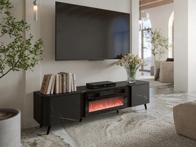 TV skrinka/stolík s krbom Newort 200 EF, Farby: čierna matná