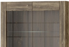 Vitrína Belveder 102 cm 12 s LED osvětlením dub Stirling
