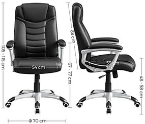 Kancelárske kreslo, v imitácii kože, 67-77x53x52cm, čierne