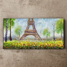 Obraz na plátne Eiffelovej stromy stromy veža