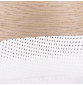 Závesné svietidlo Wood, 1x béžová dubová dýha/biele PVC tienidlo, (fi 44cm)