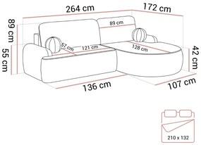 ROHOVÁ SEDAČKA PABLO 264 x 172 cm POSO 115
