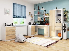 Rohový písací stôl B20 155 cm bílý/dub sonoma levý