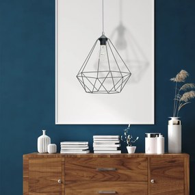 Závesné svietidlo Basket, 1x sivé drôtené tienidlo, gr