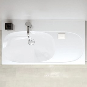 GEBERIT Acanto asymetrické závesné umývadlo s odkladacou plochou vpravo, s otvorom, s prepadom, 900 x 482 mm, biela, 500.625.01.2