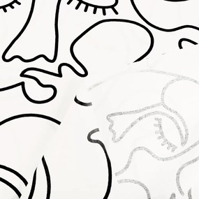 Biante Bavlnený záves Sandra SA-570 Abstraktné tváre na bielom 150x200 cm