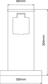 Elektrický záhradný stĺpik Electric, nerezová oceľ, 2 zásuvky, čierna, (20 cm)