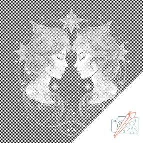 Gario Bodkovanie Blíženci/Gemini Rozmery: 50 x 50 cm, Rámovanie: S vnútorným rámom, Farba bodiek: Modrá