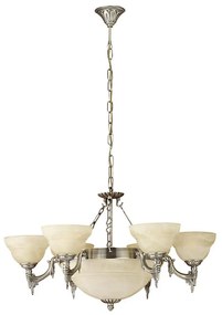 EGLO 85858 - Luster na reťazi MARBELLA 9xE14/60W alabastrové sklo