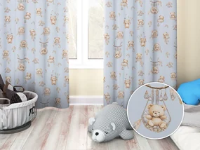Biante Detský bavlnený záves Sandra SA-615 Medvedíky v košíčkoch na modrom 150x210 cm