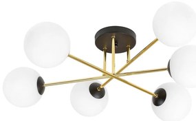 Luster na tyči MAGNUM 6xE14/10W/230V biela/zlatá/čierna