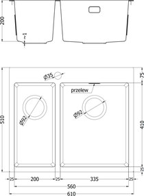 Mexen Flexo, 1.5-komorový nerezový drez 610 x 510 mm, brúsená meď, vzor voština, 6446611500-65HC