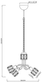 Globo 54356-3H - LED Luster na reťazi KRIS 3xE14/40W/230V + LED/5W