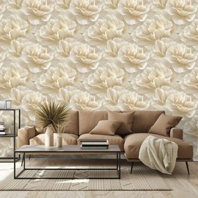 Tapeta krémové kvety vo vintage štýle