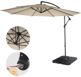 Slnečník Acerra Ø 3m polyester/oceľ - krémová so stojanom