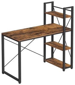 Písací stôl SOLEA s policami, hnedo-čierny