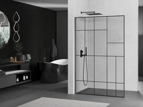 Mexen Kioto L, sprchová zástena Walk-In 70 x 200 cm, 8mm číre sklo čierny vzor, grafitový profil, 800-070-103-95-78