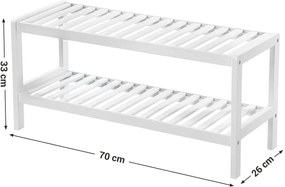 SONGMICS Bambusový botník 2 police biely 70x33 cm