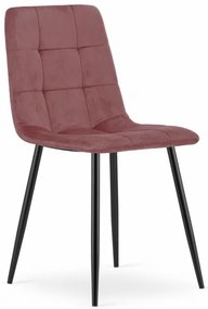 Set troch jedálenských stoličiek KARA zamatové ružové / čierne nohy (3ks)