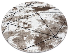 Moderný okrúhly koberec COZY Polygons, geometrický ,trojuholníky - Štrukturálny,  dve vrstvy rúna, hnedá