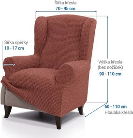 Super strečové poťahy RUBINIA tehlová kreslo ušiak (š. 70 - 95 cm)