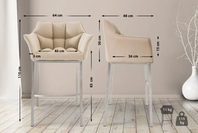 Barová stolička Damas E4 - látka, nerezový rám - Krémová