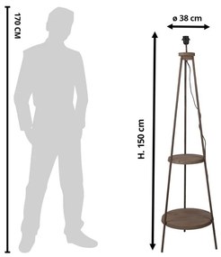 Dekoračná hnedá stojacia lampa drevo