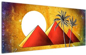 Obraz maľovaných egyptských pyramíd (120x50 cm)