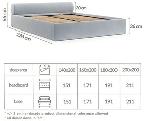 Svetlohnedá čalúnená dvojlôžková posteľ s úložným priestorom s roštom 140x200 cm Solvo – Maison de Rêve