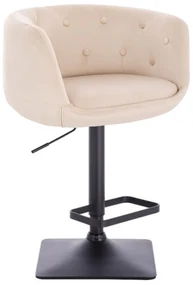 LuxuryForm DESIGN Barová stolička MONTANA VELUR na čiernej hranatej podstave - krémová