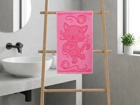 Detský uterák BEBÉ mačička ružový 30x50 cm