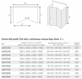 Mereo Mereo, Sprchový kút, LIMA, chróm ALU, sklo číre, MER-CK87233K