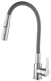 Gamma Flex 4000, stojanková drezová batéria s flexibilným ramenom, 2-funkčný výtok, šedá-chróm, GMA-BFX-4000G