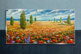Skleneny obraz Maľovanie kvetín pole