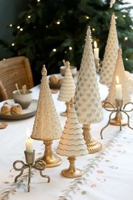 Krémovo-zlatý antik dekoračný vianočný stromček Noël -Ø 10*7*23 cm