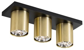 Moderné stropné bodové svietidlo čierne so zlatým 3-svetlom - Tubo