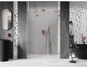 Mexen Lunar-F, L skladacie ľavé sprchové dvere 120 cm, 8mm číre sklo, medený matný profil, 836SL-120-050-65-00-L