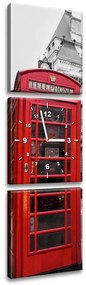 Gario Obraz s hodinami Telefónna búdka v Londýne UK - 3 dielny Rozmery: 80 x 40 cm