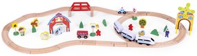 Drevená vláčiková dráha na batérie Farma 53 kusov ECOTOYS