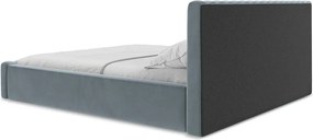 Svetlomodrá čalúnená dvojlôžková posteľ s úložným priestorom s roštom 140x200 cm Lemi – Makamii