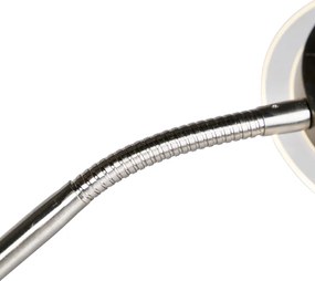 Moderná stojaca lampa oceľ a sklo vrátane LED s ramenom na čítanie - Divine