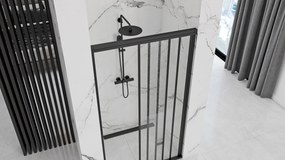 Posuvné sprchové dvere REA ALEX 90 cm pre inštaláciu do niky, čierne/transparent - bez vaničky