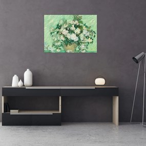 Sklenený obraz - Vincent van Gogh, Roses, reprodukcia (70x50 cm)