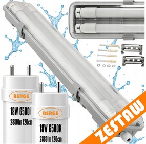 SADA Hermetické svietidlo 120cm 36W 5760lm 6500K+ 2x LED trubice Vodotesné