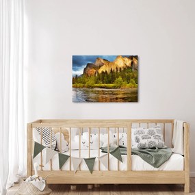 Obraz - Skaly pri jazere (70x50 cm)