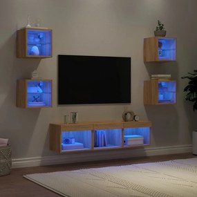 7-dielne TV nástenné skrinky s LED dub sonoma kompozitné drevo 3216585