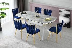 Sada jedálenských stoličiek Kusakli Navy Blue andGold, 4 ks, 4 ks